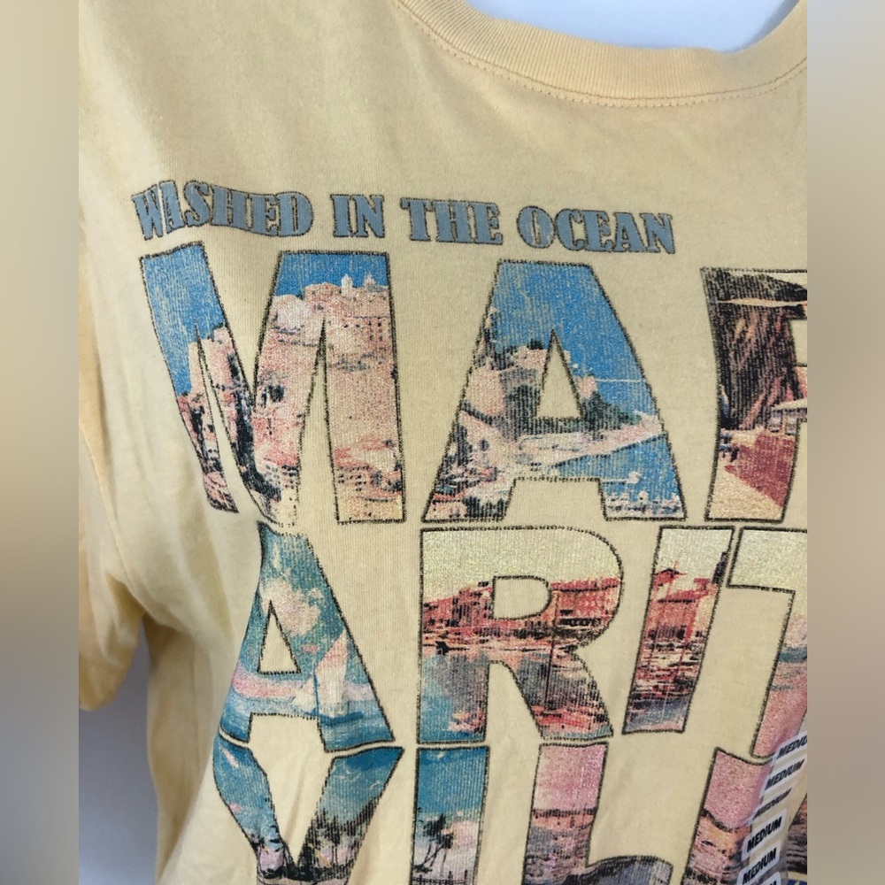 New “Washed In The Ocean Dried In The Sun" Margaritaville Yellow T-Shirt Men's M - Picture 4 of 7